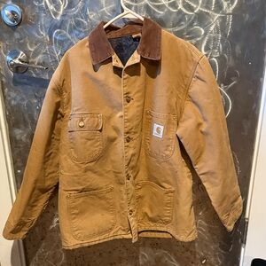 Carhartt Tan Field Jacket with Brown Collar